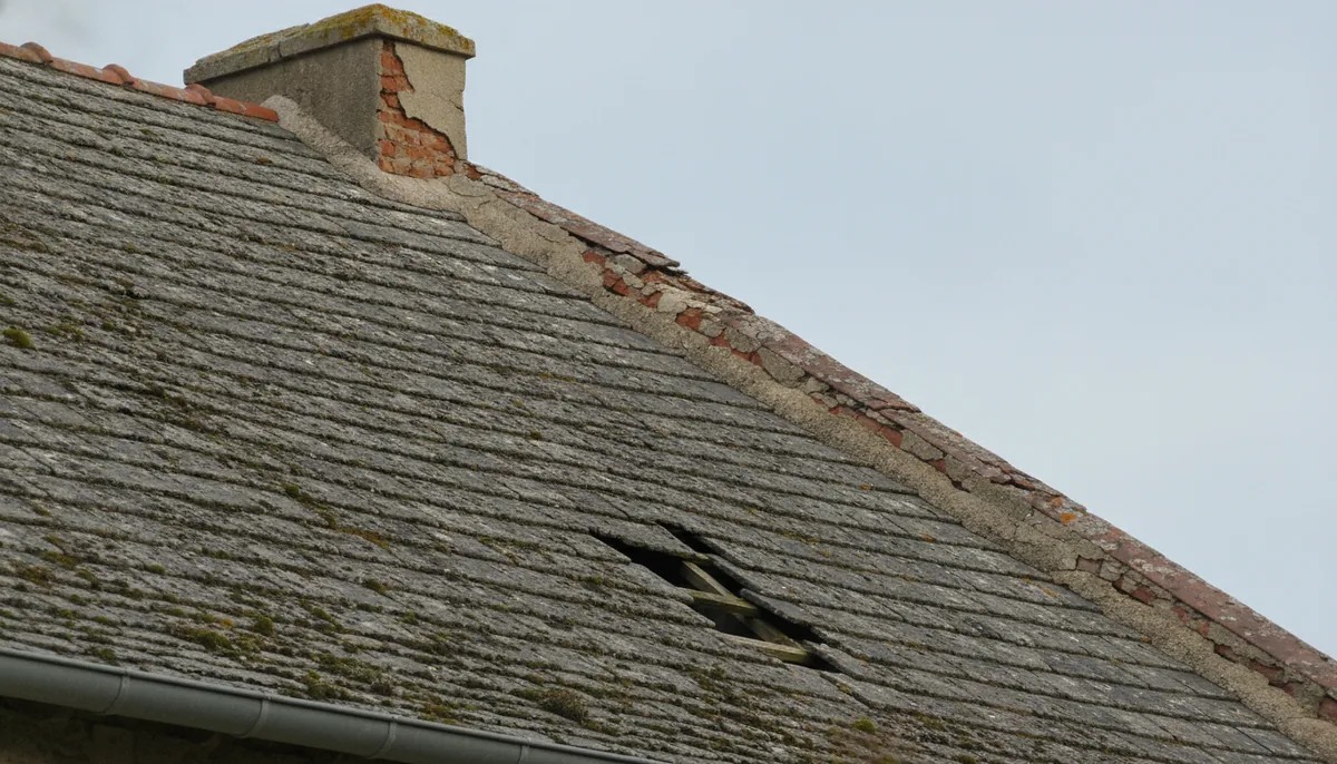 Versant de toiture vieillissant sur une maison du Bassin d'Arcachon
